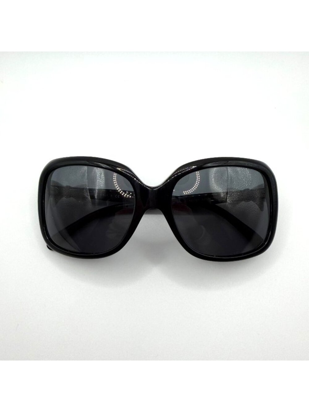 Chanel Ribbon Coco Black Oversized Sunglasses With White Bow Accent